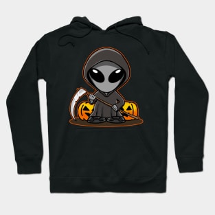 Space Alien Halloween Grim Reaper Hoodie